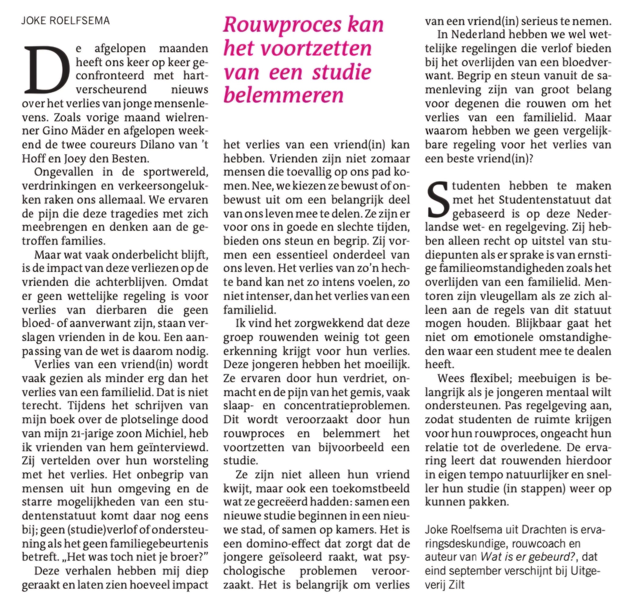 Waarom aandacht voor verlies van een vriend(in) van belang is
