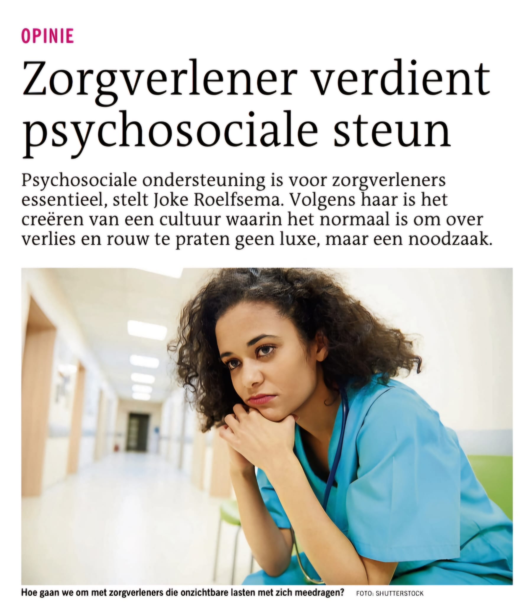 OPINIESTUK DVHN 12-8-24 Een zorgverlener is in eerste instantie gewoon mens!